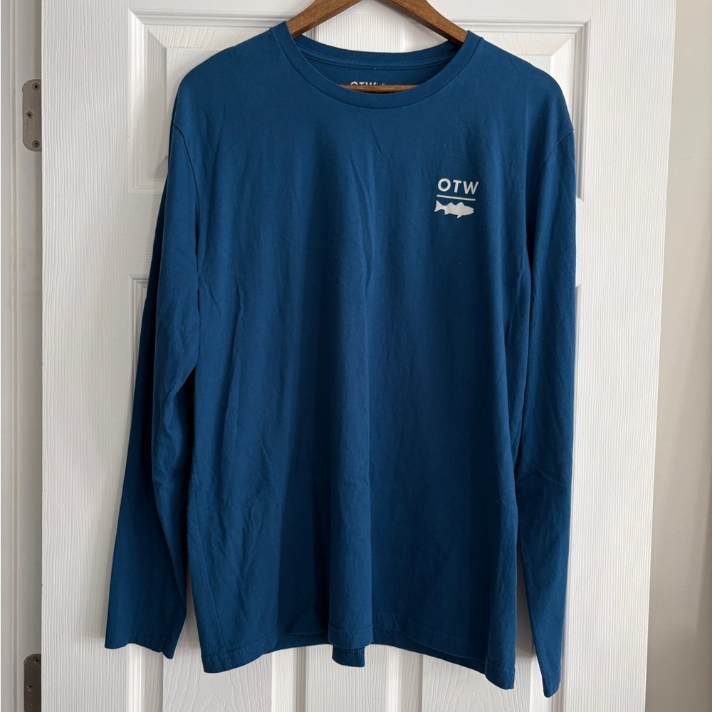 Blue Long Sleeve Men's Shirt on the water